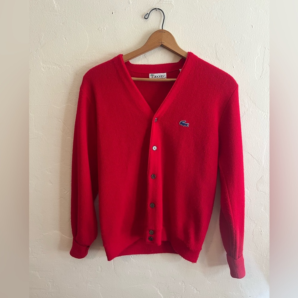 Vintage Lacoste Izod Red Grandpa Sweater size M